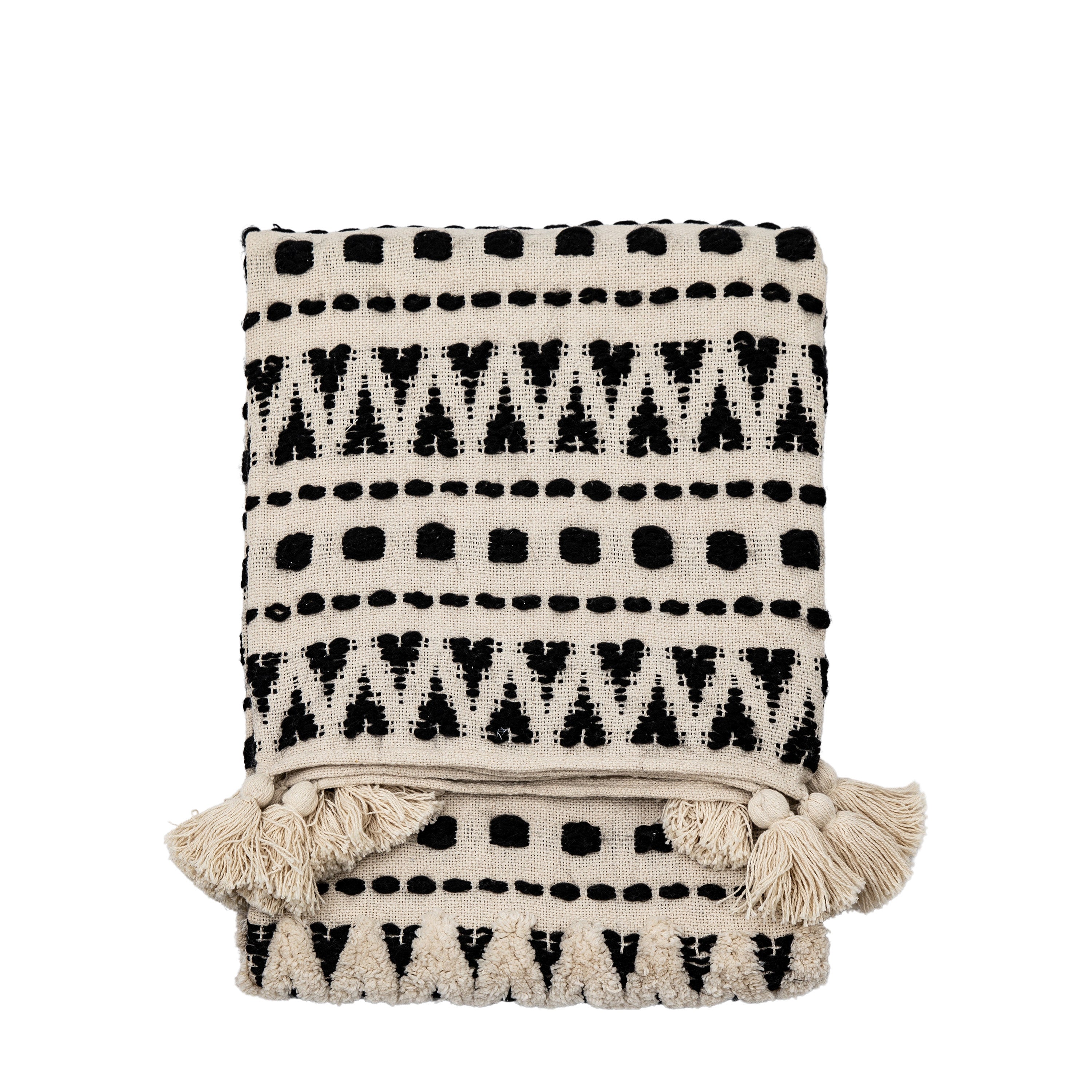 Aztec Black & Cream Tufted Throw